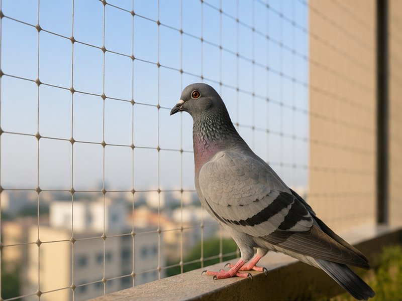 Commercial building bird netting installation